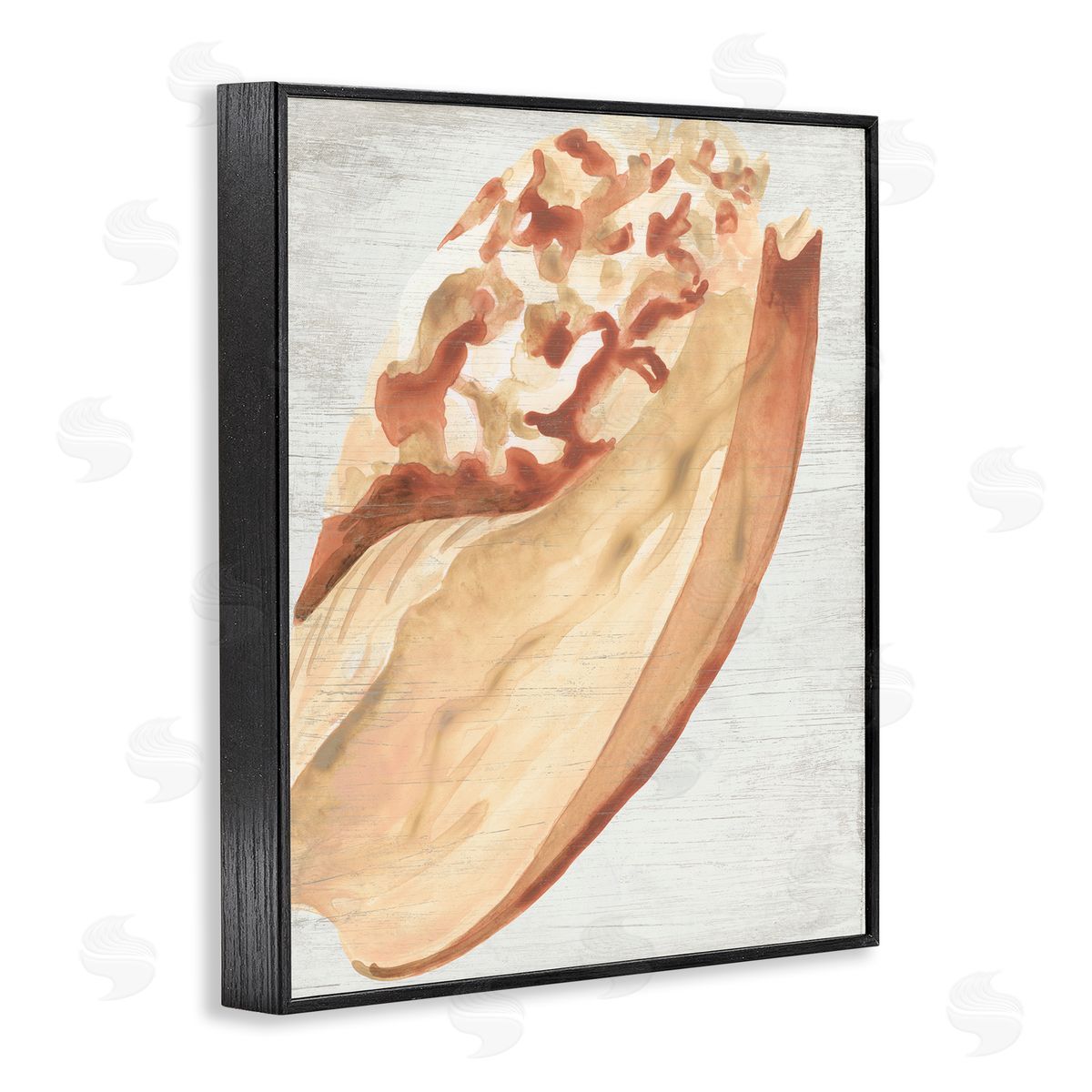 Rustic Beige Shell Black Frame Print Wall Art, Home Decor by June Erica Vess