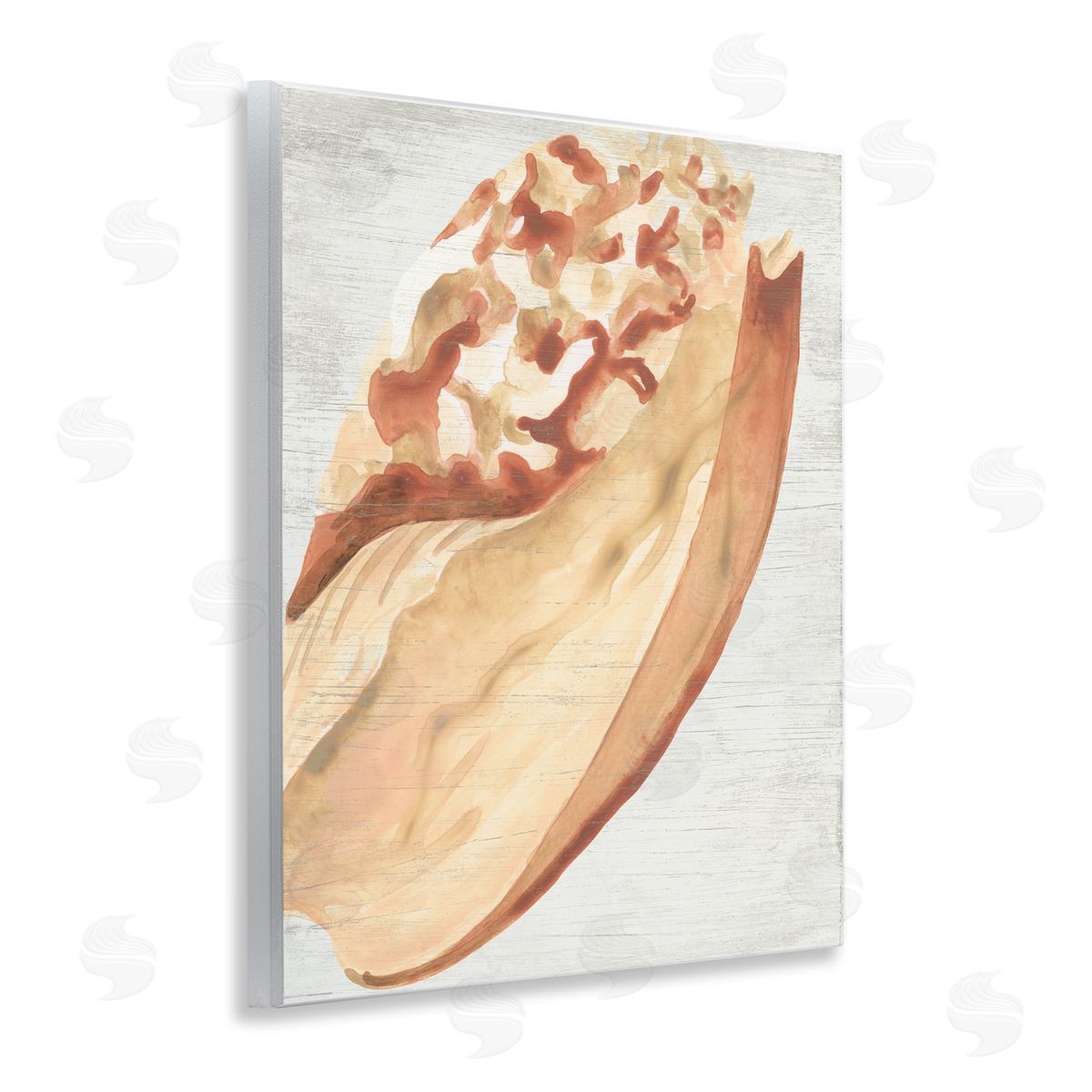 Rustic Beige Shell Wood Plaque Wall Art, Home Decor by June Erica Vess