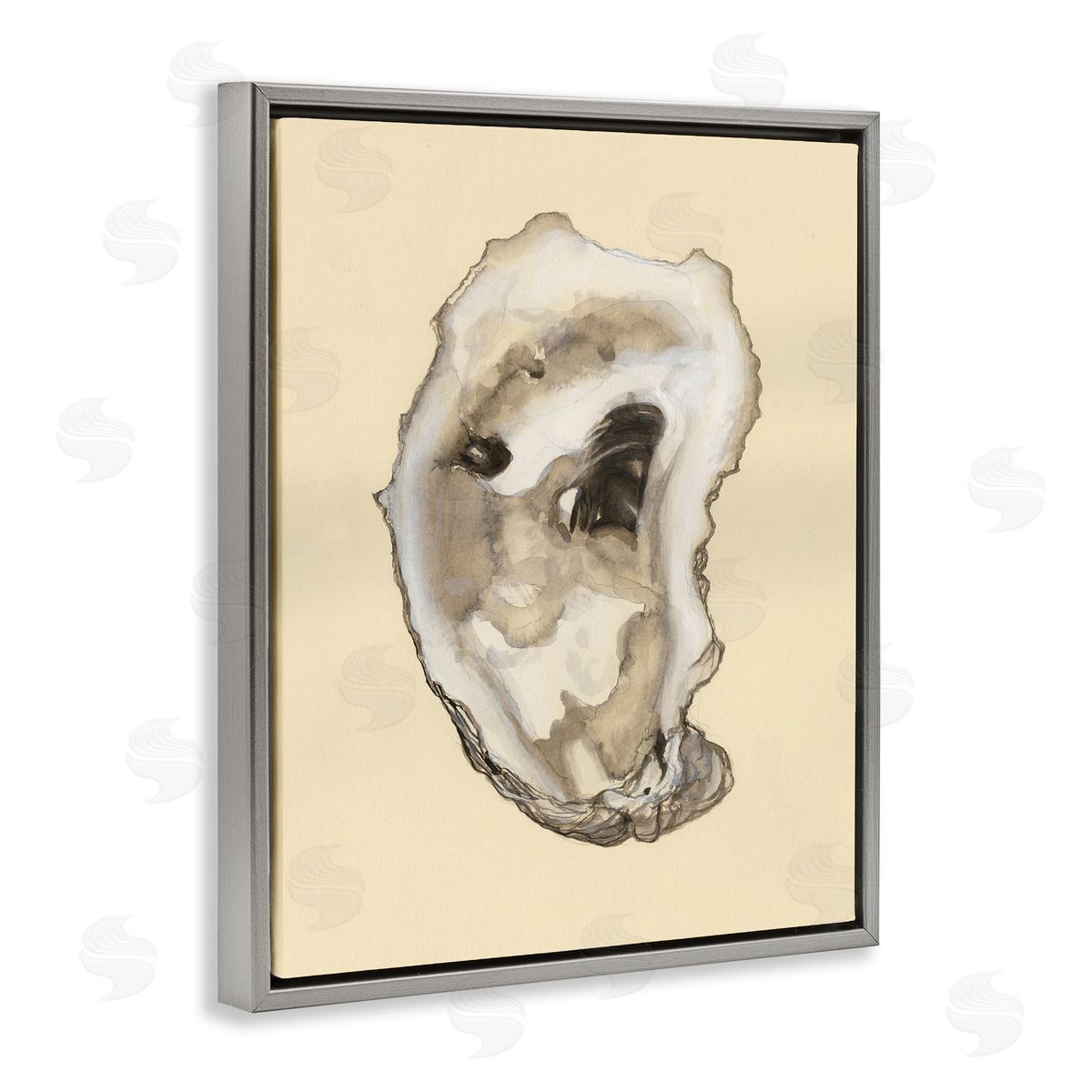 Natural Oyster Shell Grey Floating Frame Canvas Wall Art, Home Decor by Michael Willett
