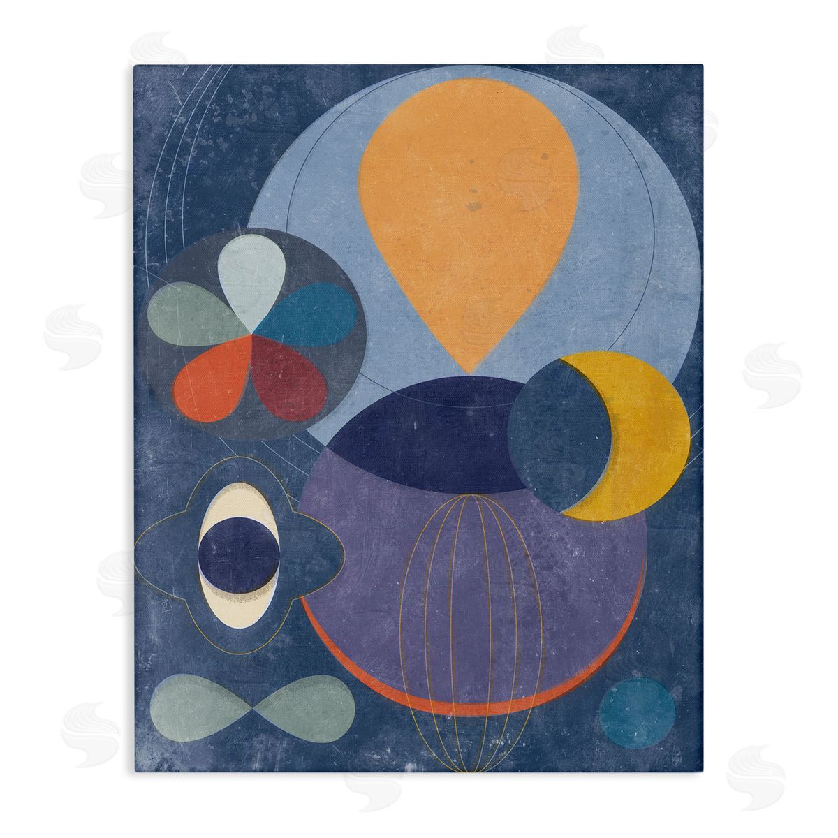 Blue Retro Collage Canvas Wall Art, Home Decor by Victoria Barnes