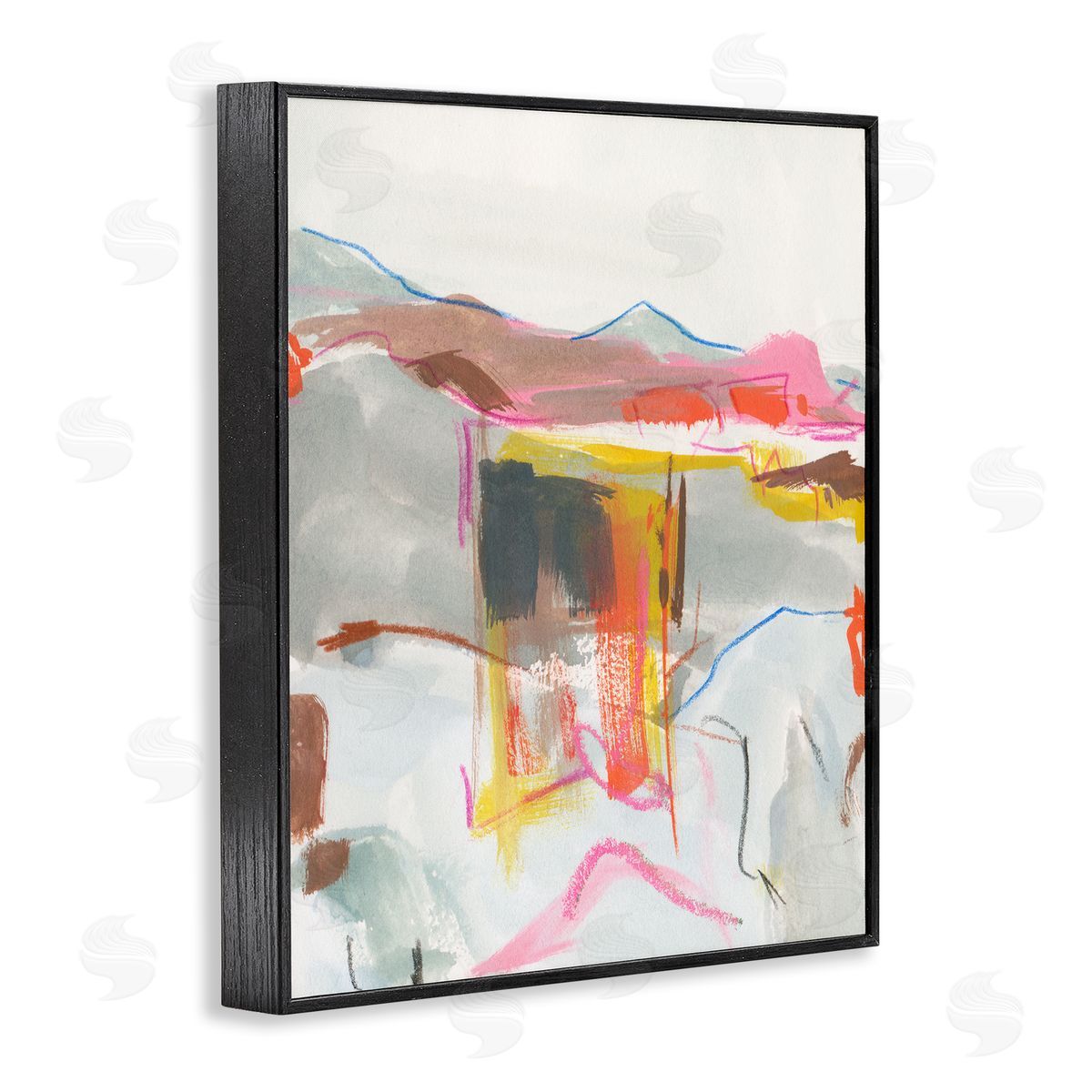 Bold Abstract Mountain Shapes Black Frame Print Wall Art, Home Decor by Melissa Wang