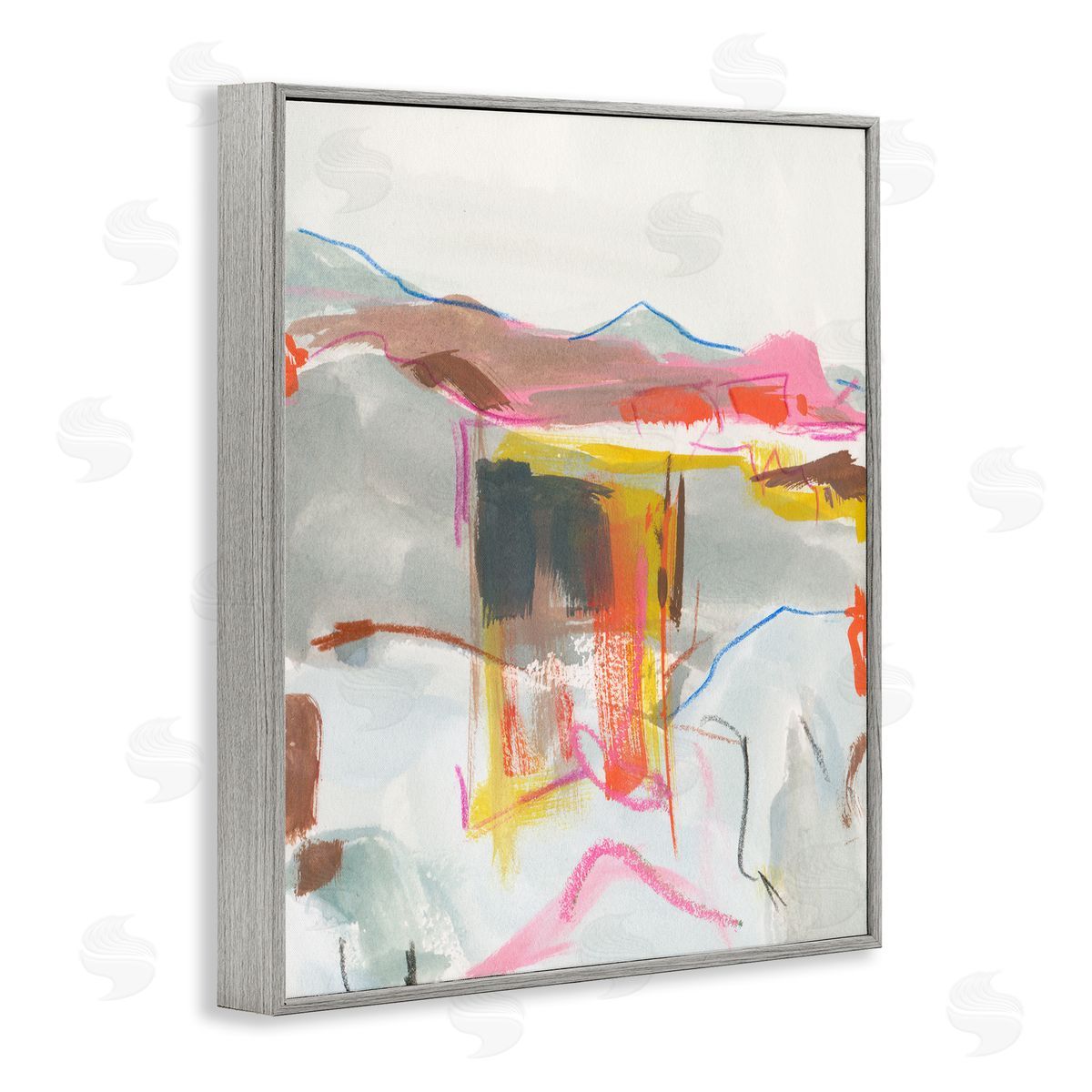 Bold Abstract Mountain Shapes Grey Frame Print Wall Art, Home Decor by Melissa Wang
