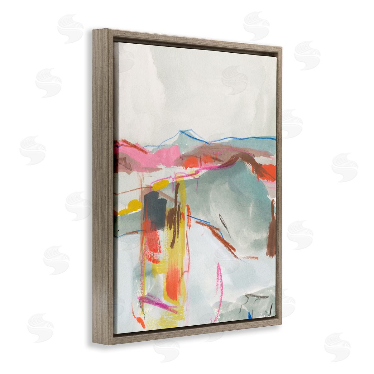 Mountain Shape Impressions Brown Floating Frame Canvas Wall Art, Home Decor by Melissa Wang