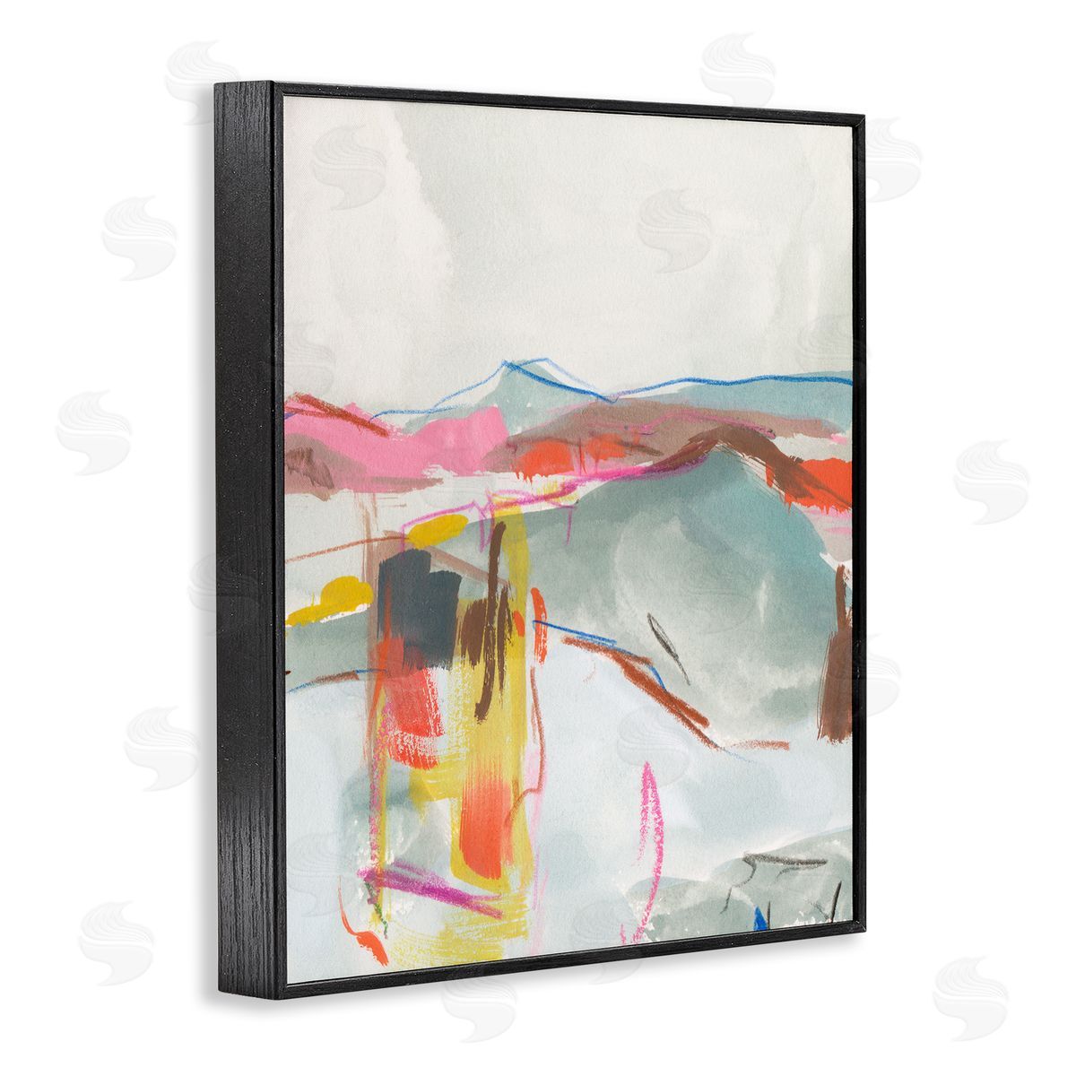 Mountain Shape Impressions Black Frame Print Wall Art, Home Decor by Melissa Wang