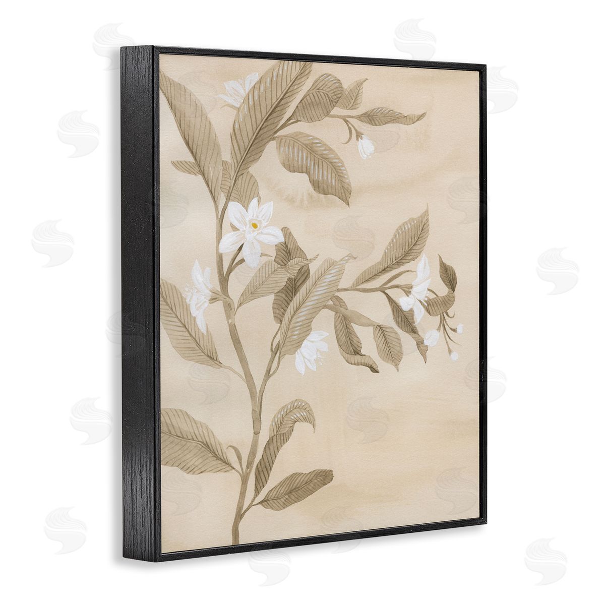 Traditional White Daffodils Black Frame Print Wall Art, Home Decor by Grace Popp