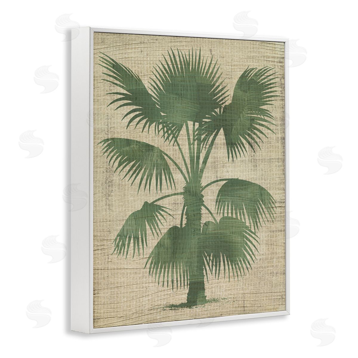 Vintage Distressed Palm White Frame Print Wall Art, Home Decor by June Erica Vess