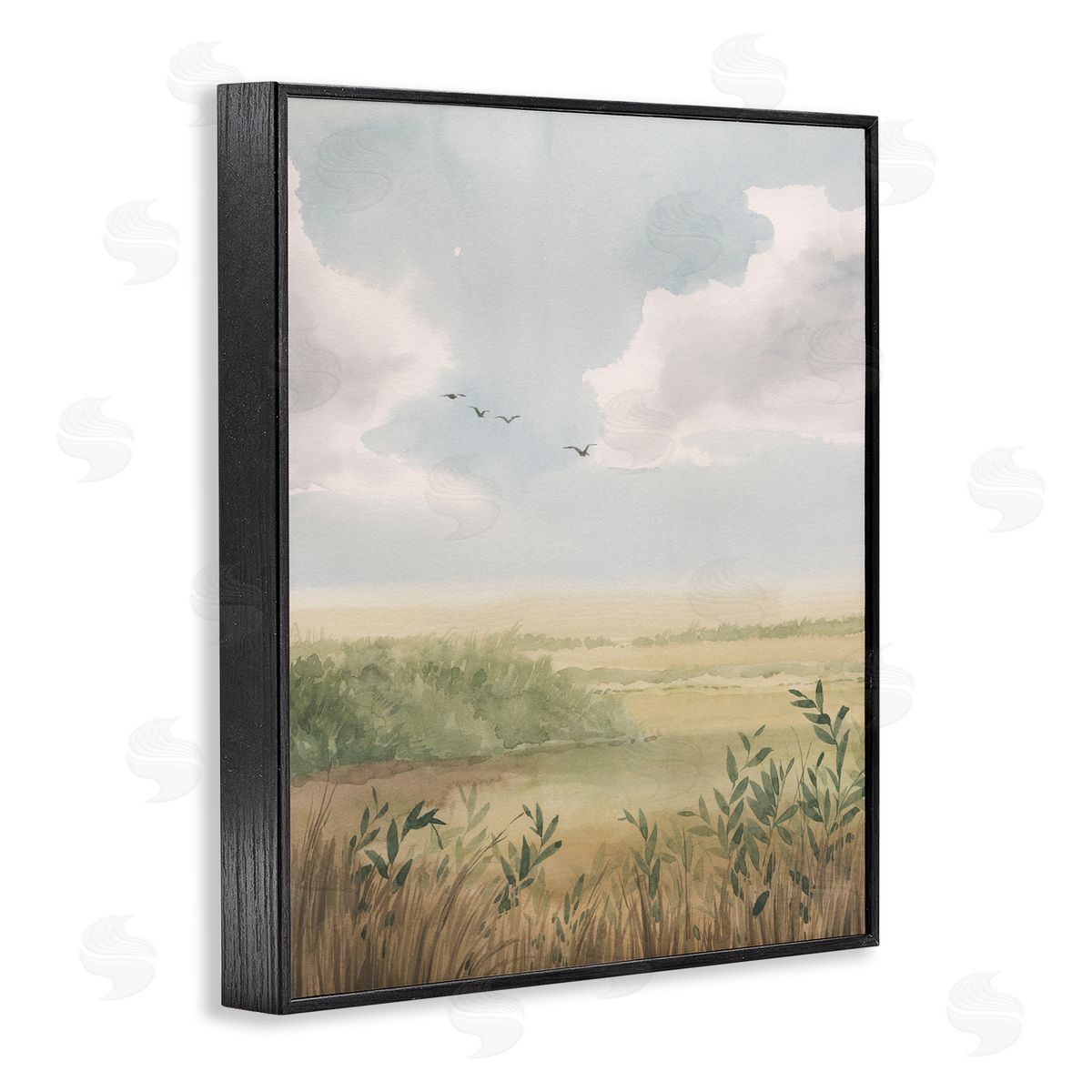 Birds over Grasslands Black Frame Print Wall Art, Home Decor by Grace Popp
