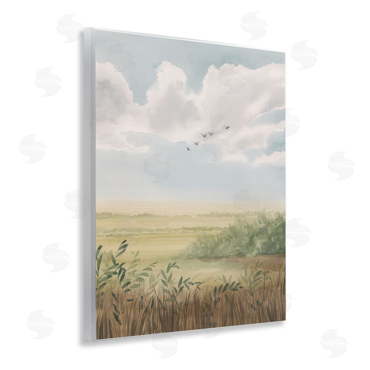 Birds Flying over Countryside Wood Plaque Wall Art, Home Decor by Grace Popp