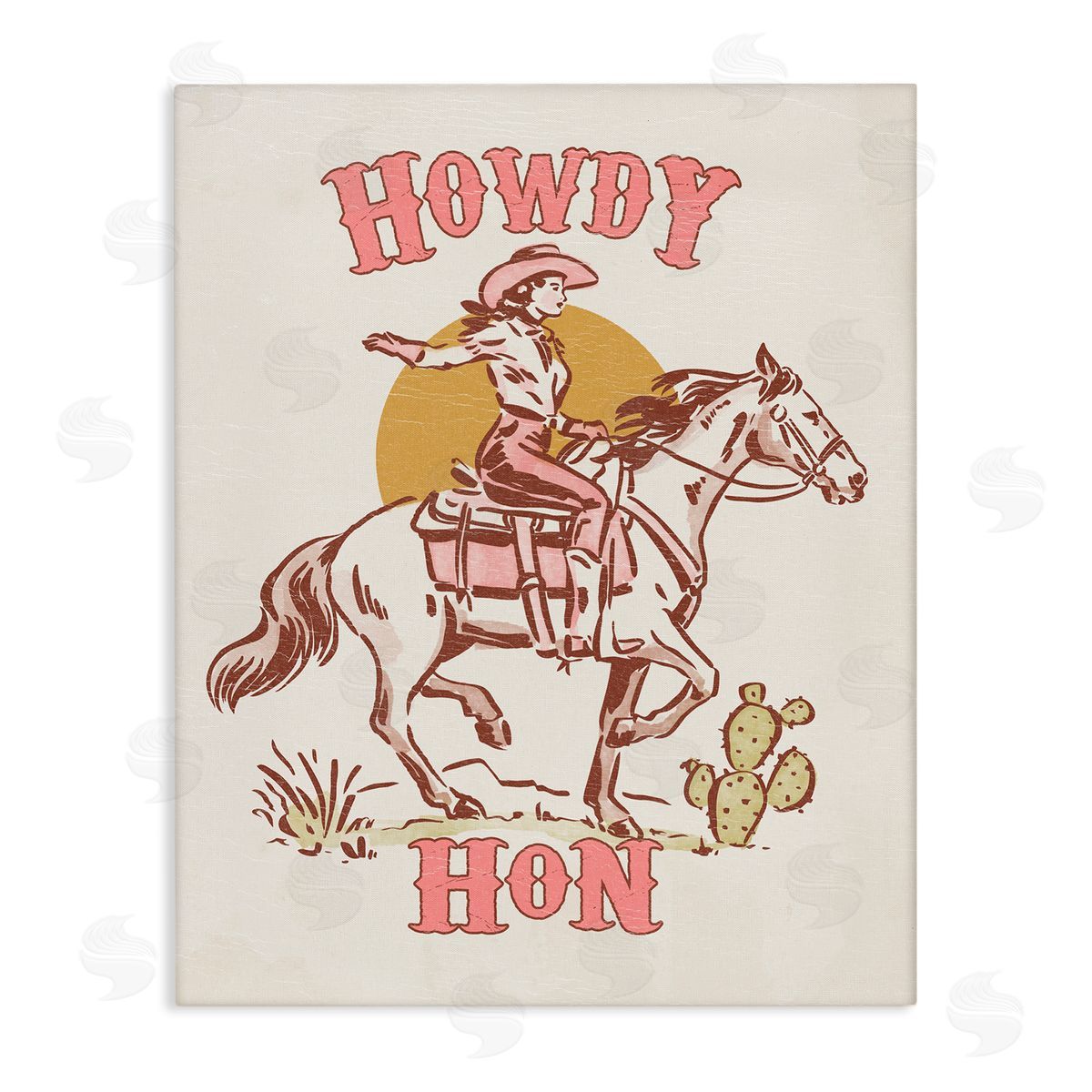 Howdy Hon Cowgirl Canvas Wall Art, Home Decor by Victoria Barnes