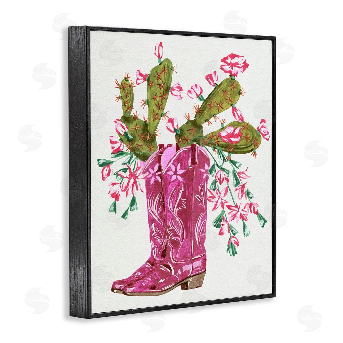 Cowgirl Boots & Cactus Black Frame Print Wall Art, Home Decor by Melissa Wang