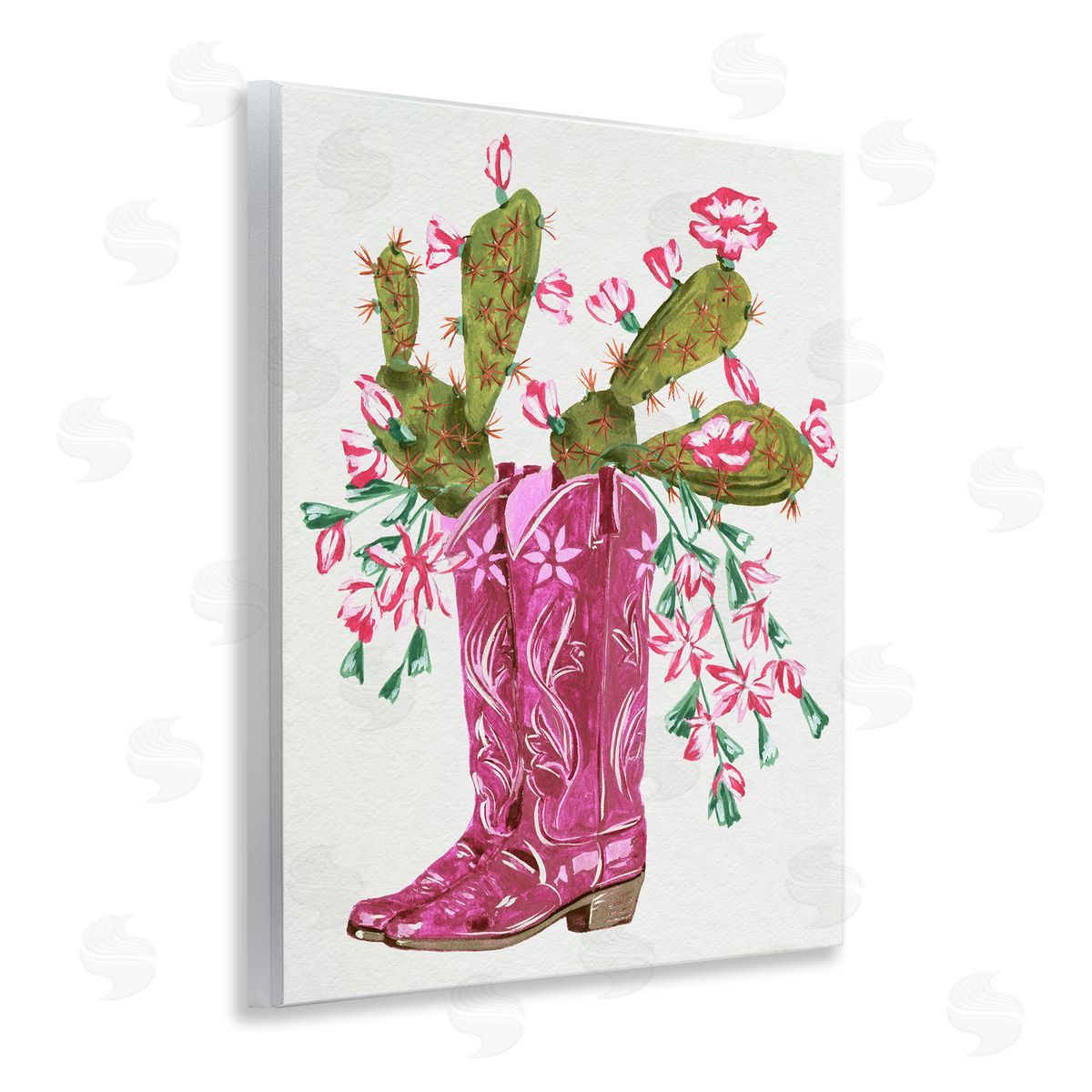 Cowgirl Boots & Cactus Wood Plaque Wall Art, Home Decor by Melissa Wang