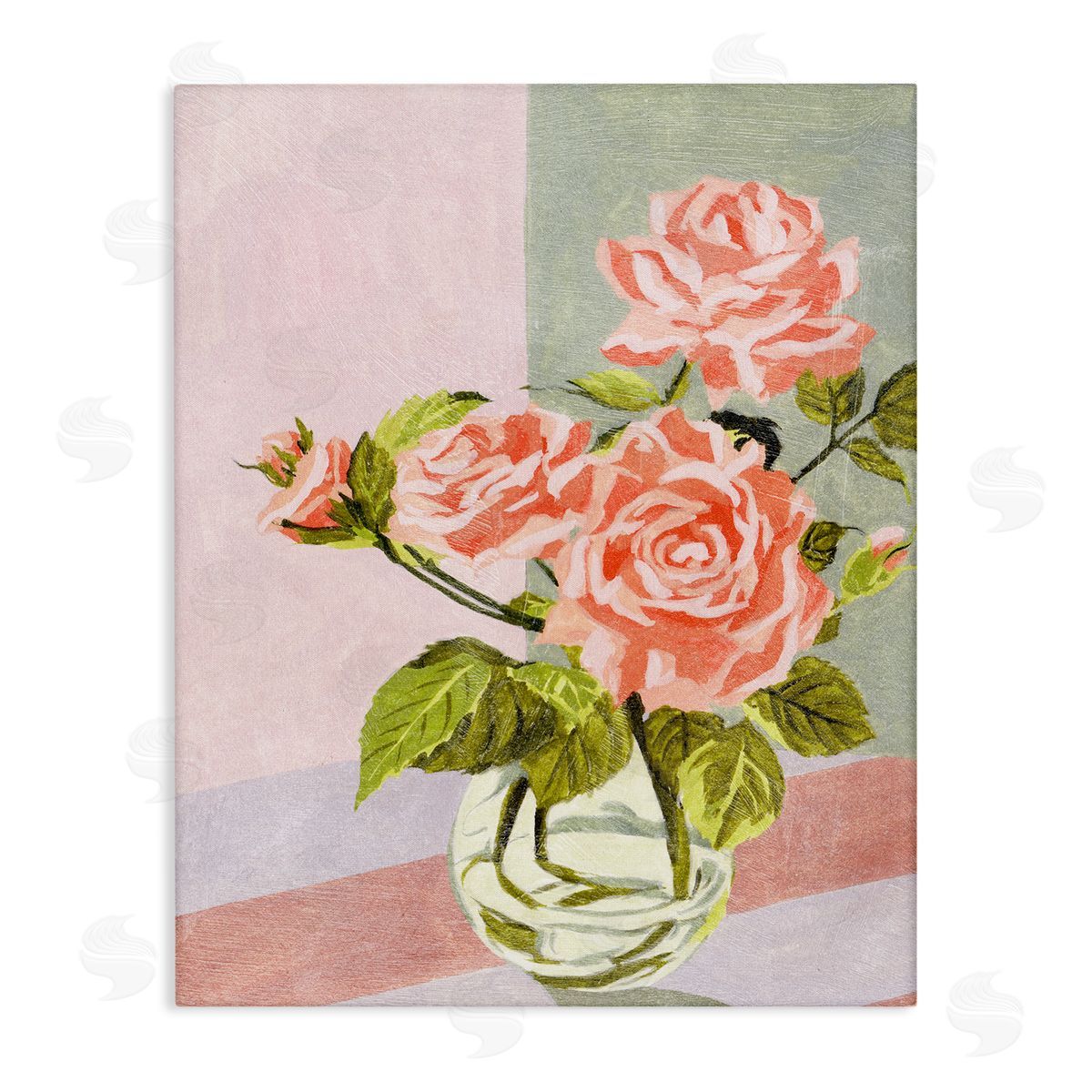Pink Roses on Pastels Canvas Wall Art, Home Decor by Melissa Wang