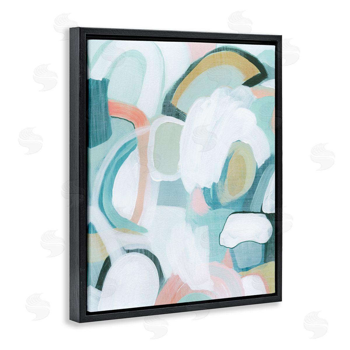 Pastel Arched Forms Black Floating Frame Canvas Wall Art, Home Decor by Grace Popp