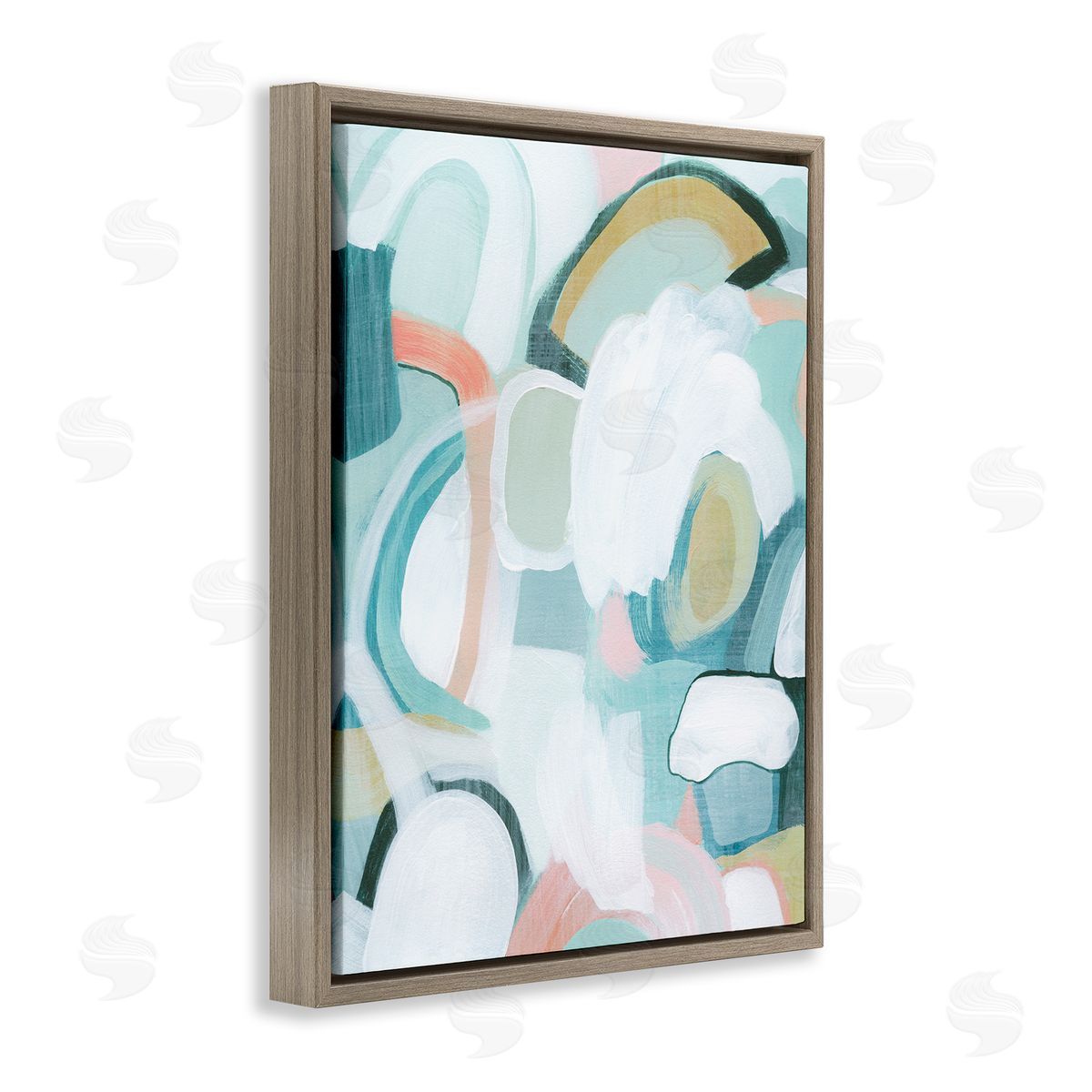 Pastel Arched Forms Brown Floating Frame Canvas Wall Art, Home Decor by Grace Popp