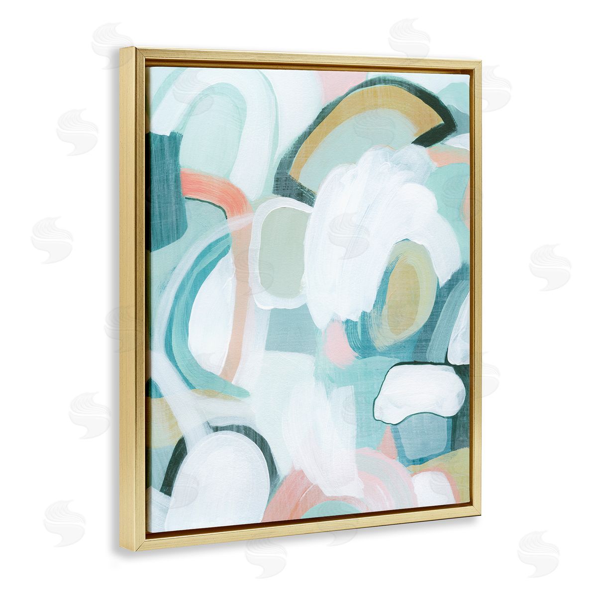 Pastel Arched Forms Gold Floating Frame Canvas Wall Art, Home Decor by Grace Popp