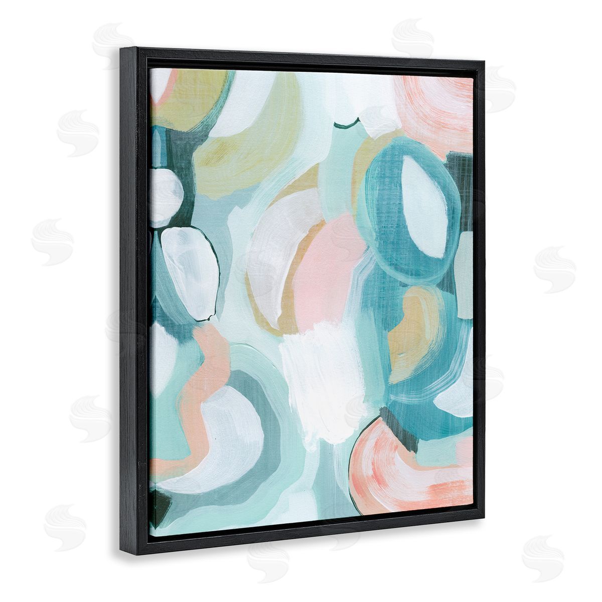 Pastel Round Forms Black Floating Frame Canvas Wall Art, Home Decor by Grace Popp