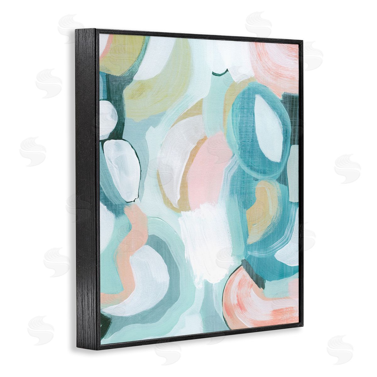 Pastel Round Forms Black Frame Print Wall Art, Home Decor by Grace Popp