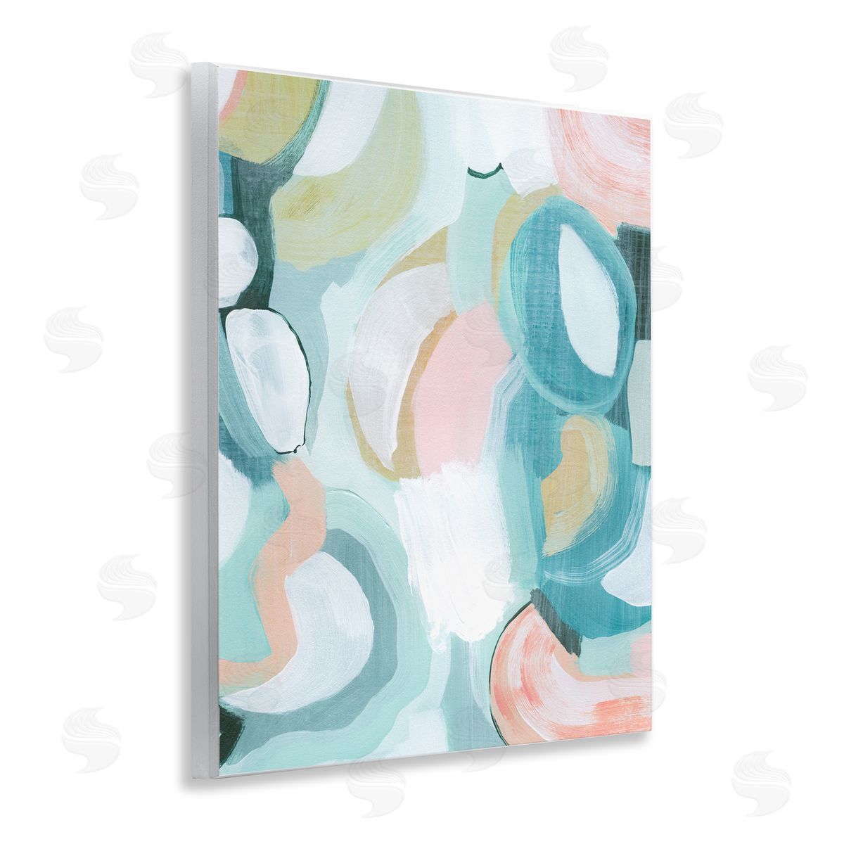 Pastel Round Forms Wood Plaque Wall Art, Home Decor by Grace Popp