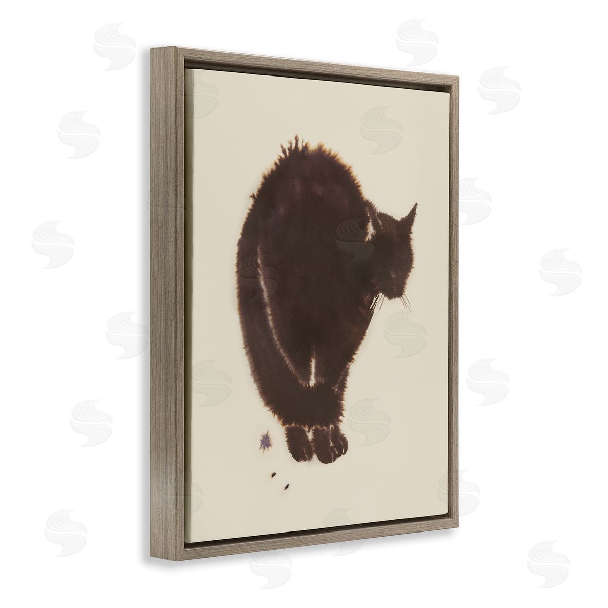 Minimal Cat on Beige Brown Floating Frame Canvas Wall Art, Home Decor by Grace Popp