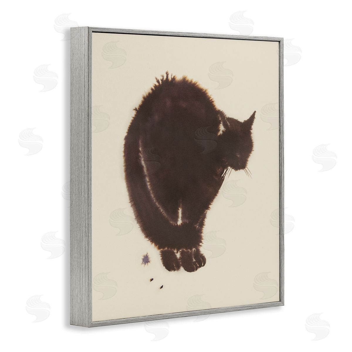 Minimal Cat on Beige Grey Frame Print Wall Art, Home Decor by Grace Popp
