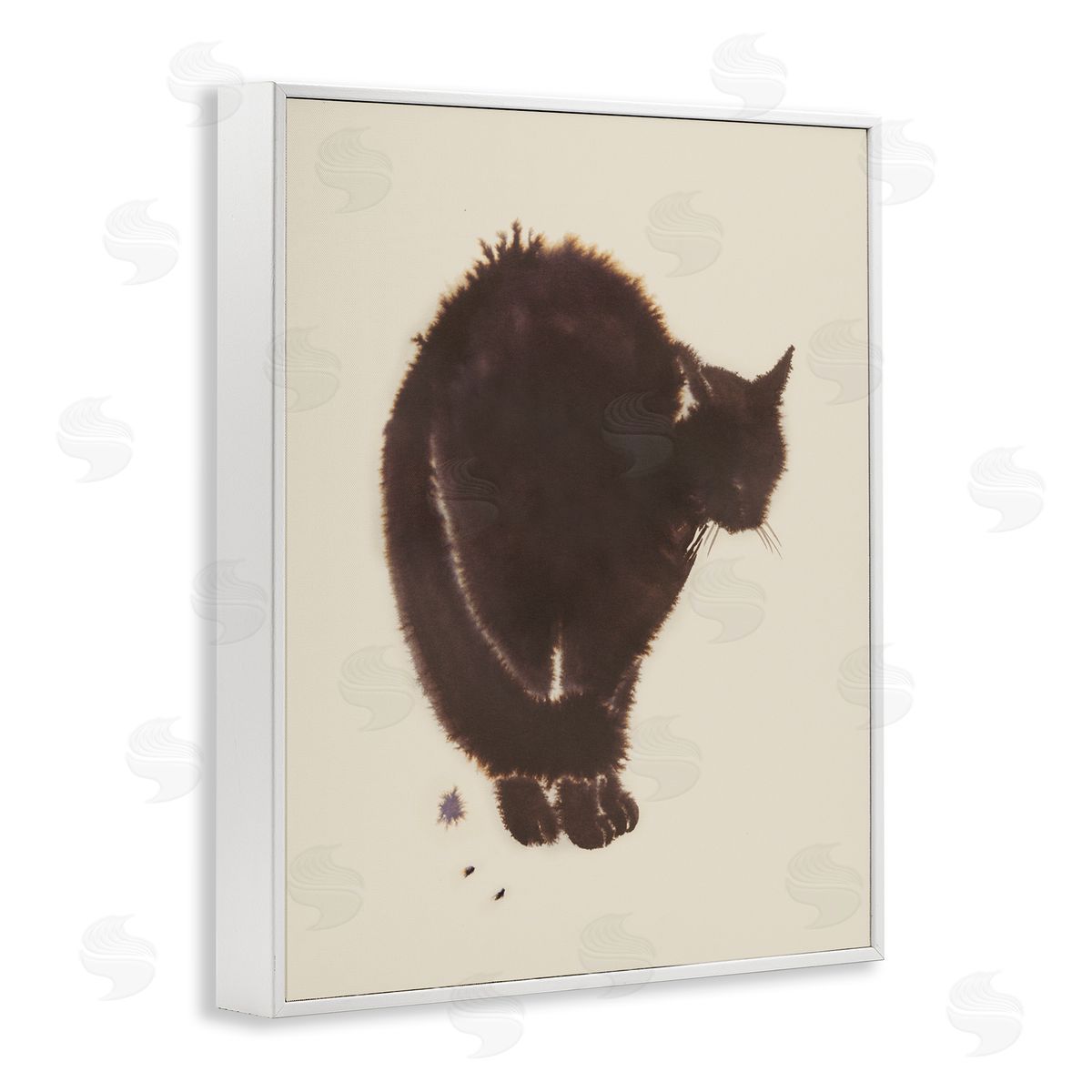 Minimal Cat on Beige White Frame Print Wall Art, Home Decor by Grace Popp