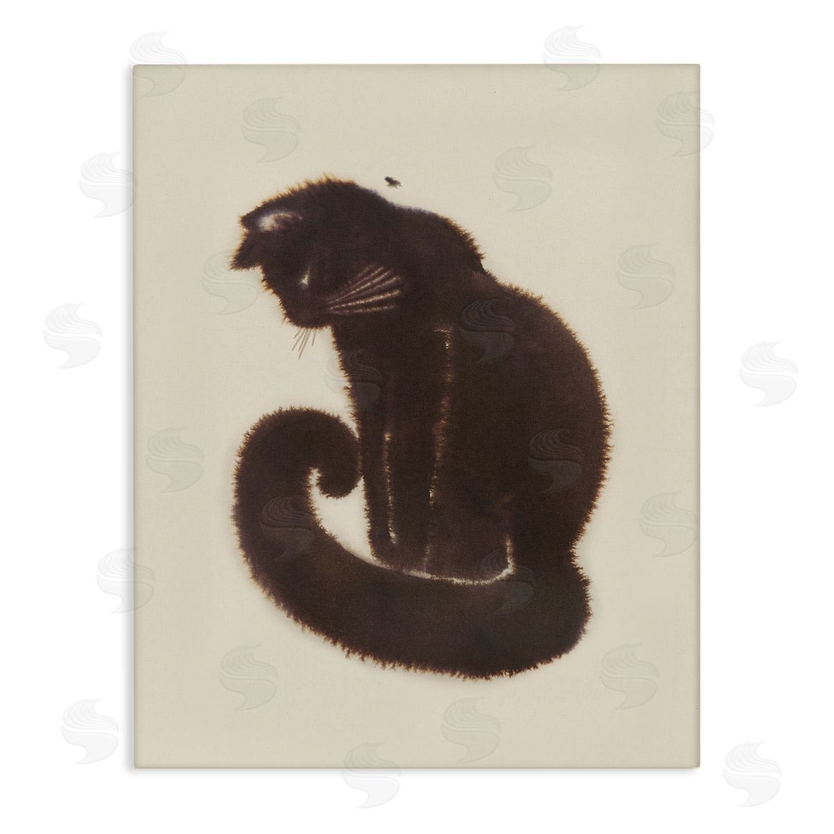 Sitting Cat Curved Tail Canvas Wall Art, Home Decor by Grace Popp