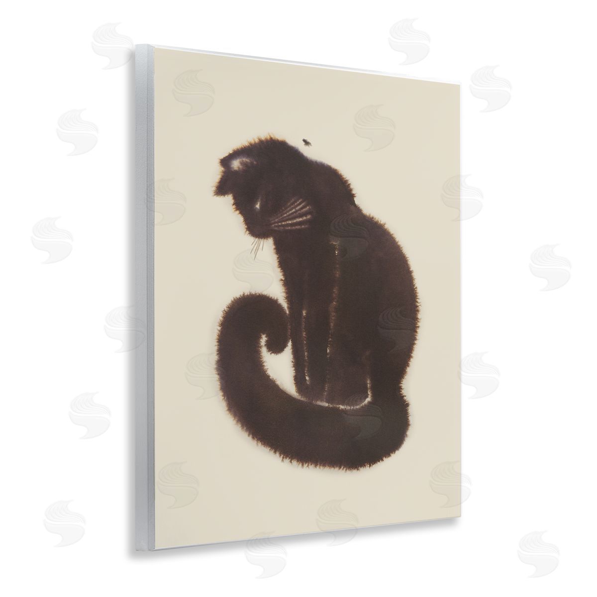 Sitting Cat Curved Tail Wood Plaque Wall Art, Home Decor by Grace Popp