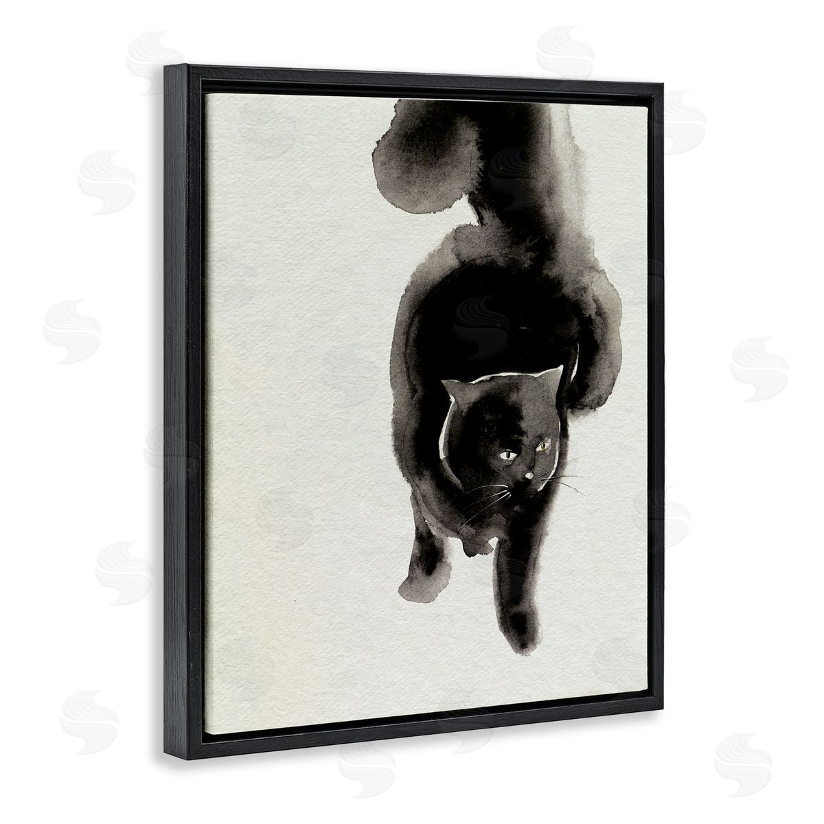 Fierce Black Cat Black Floating Frame Canvas Wall Art, Home Decor by Melissa Wang