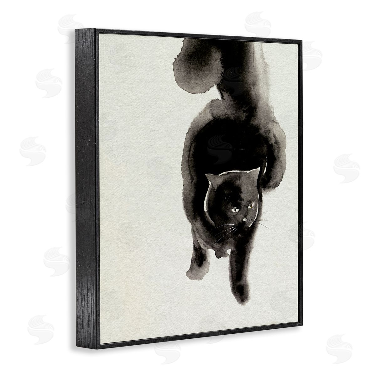 Fierce Black Cat Black Frame Print Wall Art, Home Decor by Melissa Wang