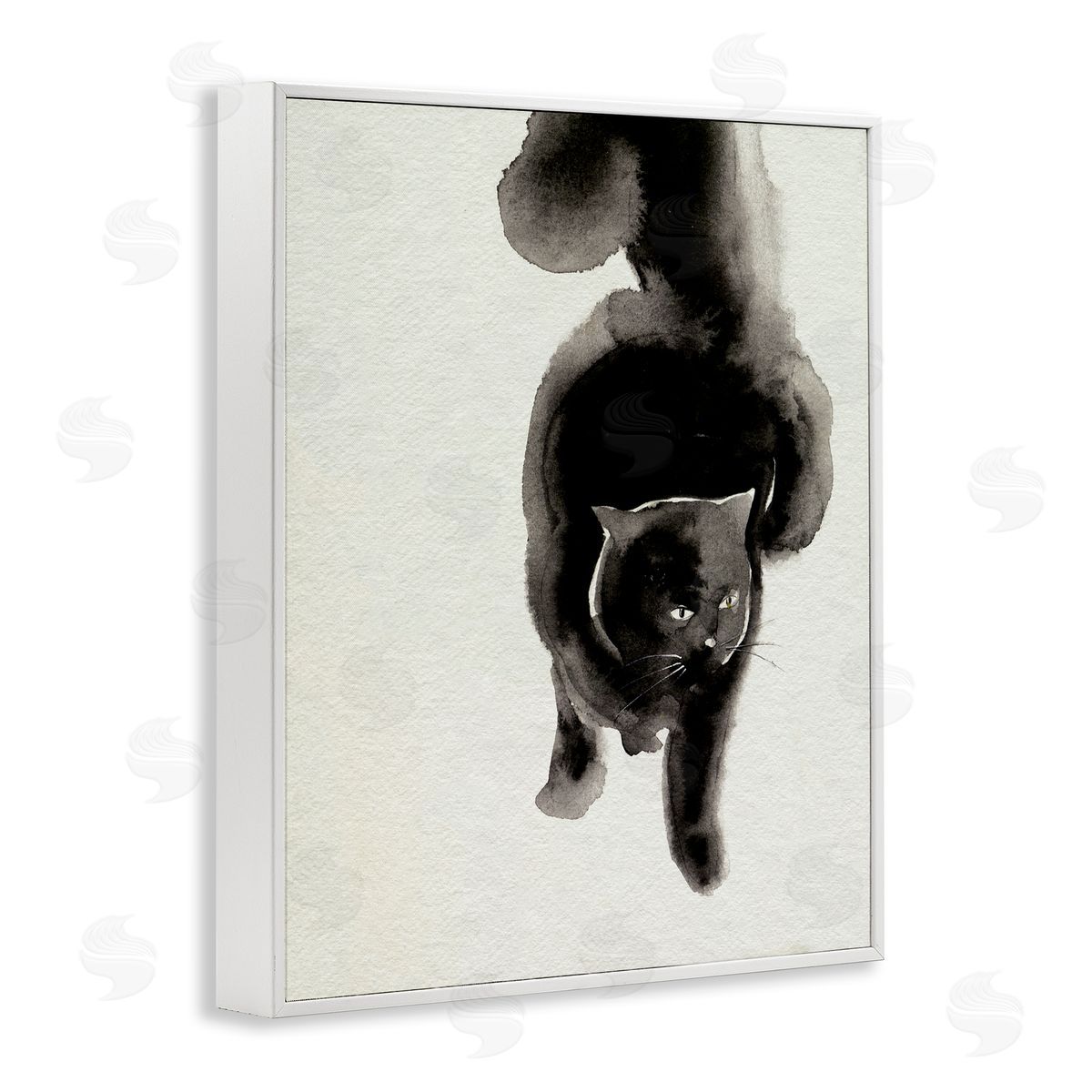 Fierce Black Cat White Frame Print Wall Art, Home Decor by Melissa Wang