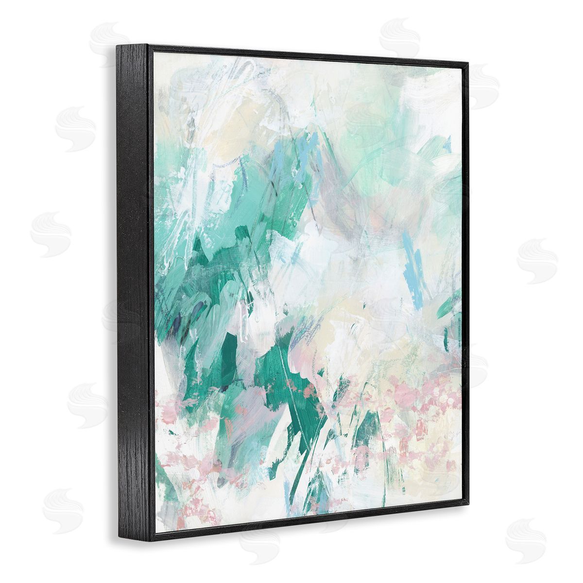 Green Faded Splatter Black Frame Print Wall Art, Home Decor by June Erica Vess