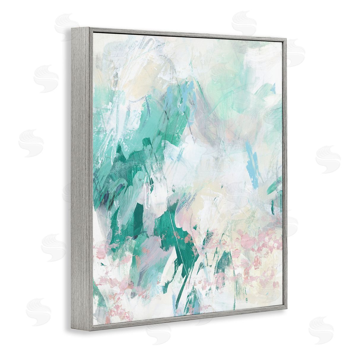 Green Faded Splatter Grey Frame Print Wall Art, Home Decor by June Erica Vess