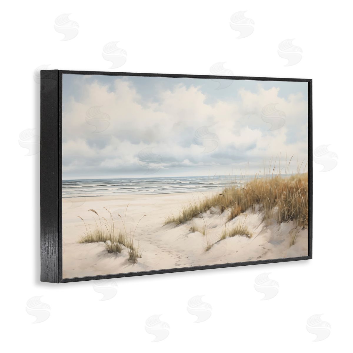 Seascape with Soft Grasses Black Frame Print Wall Art, Home Decor by Arlington Prints