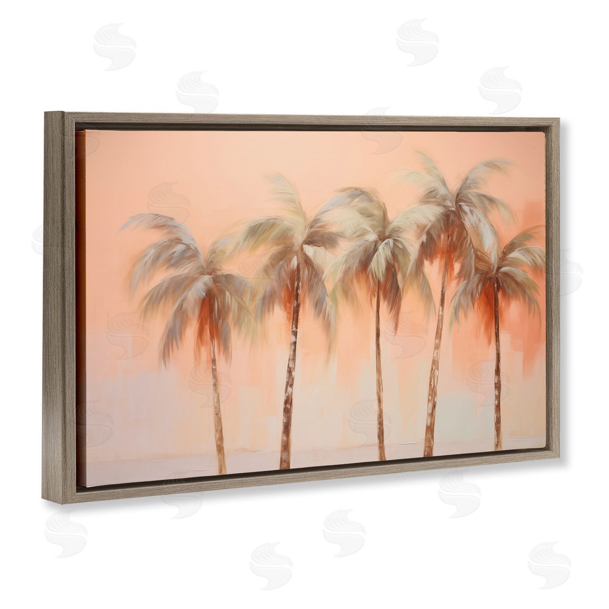 Soft Palm Tree Lineup Brown Floating Frame Canvas Wall Art, Home Decor by Arlington Prints