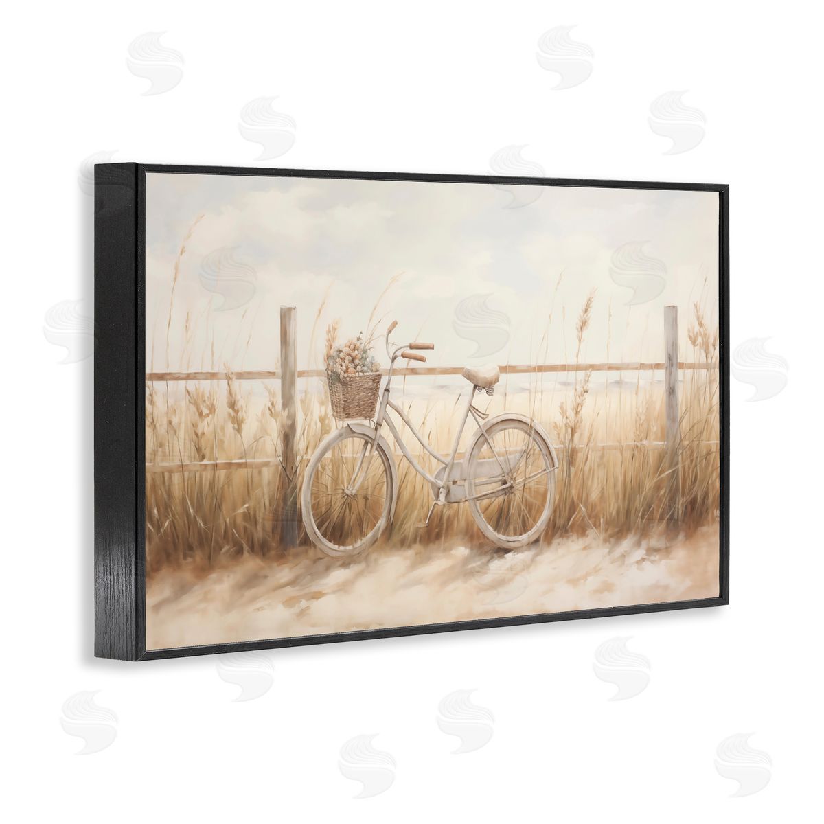 Bicycle Basket with Herbs Black Frame Print Wall Art, Home Decor by Arlington Prints