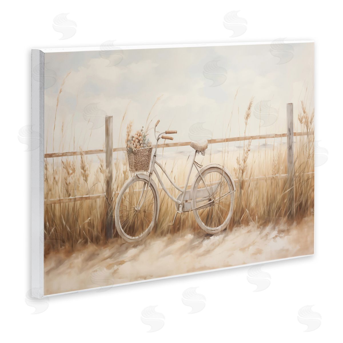 Bicycle Basket with Herbs Wood Plaque Wall Art, Home Decor by Arlington Prints