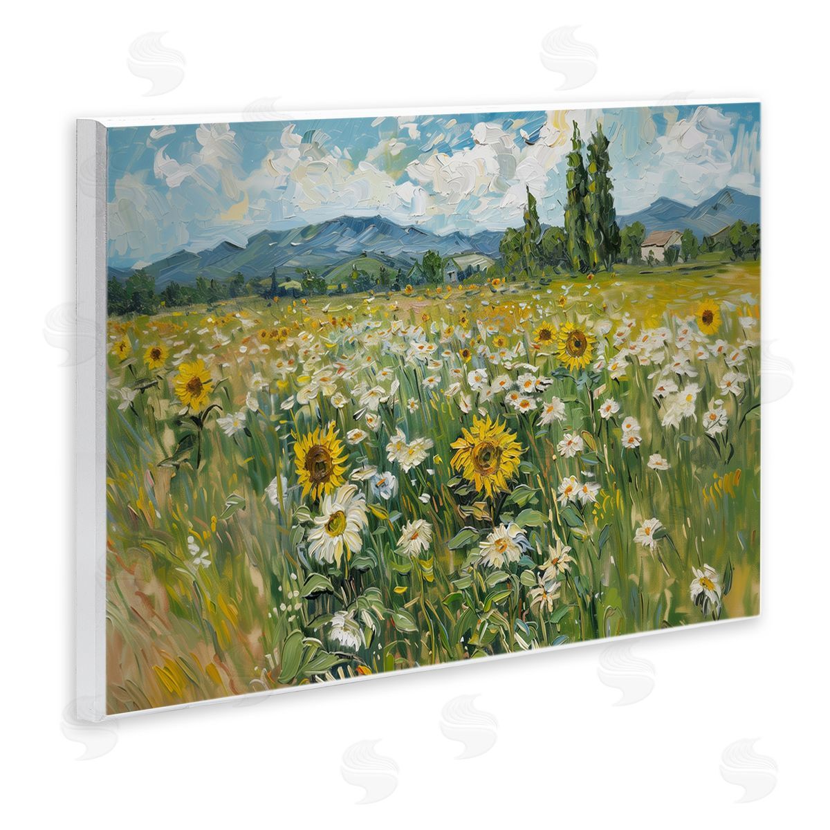 Sunflower & Daisy Meadow Wood Plaque Wall Art, Home Decor by Arlington Prints