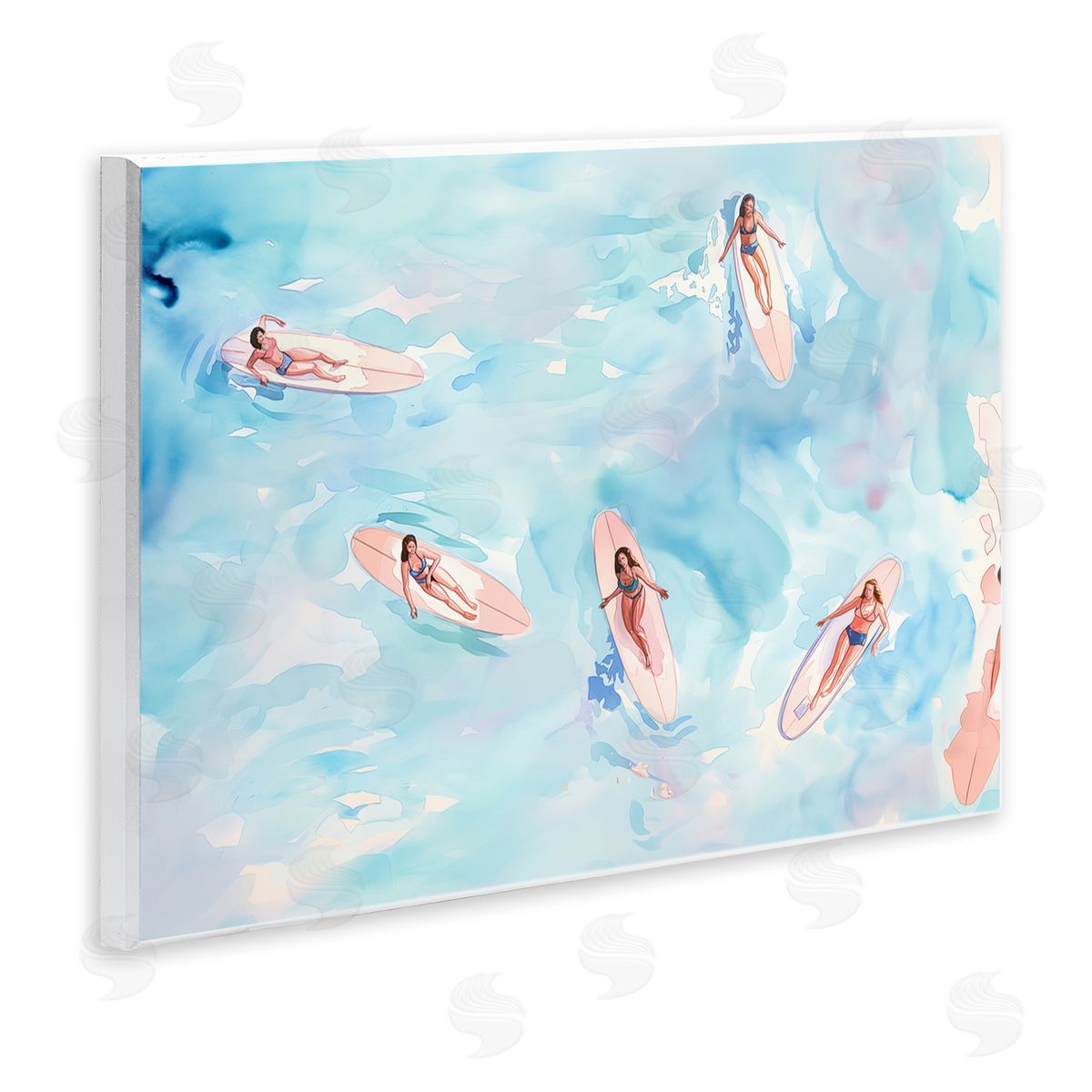 Surfer Girls on Sea Wood Plaque Wall Art, Home Decor by Arlington Prints