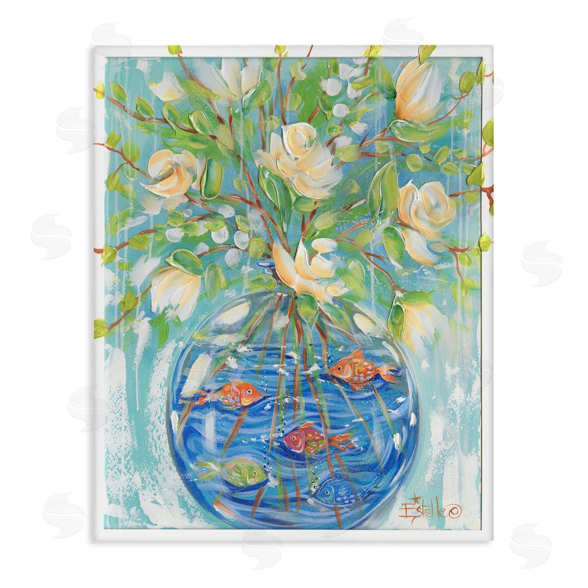 Fish Bowl Bouquet Canvas Wall Art, Home Decor by Estelle Grengs