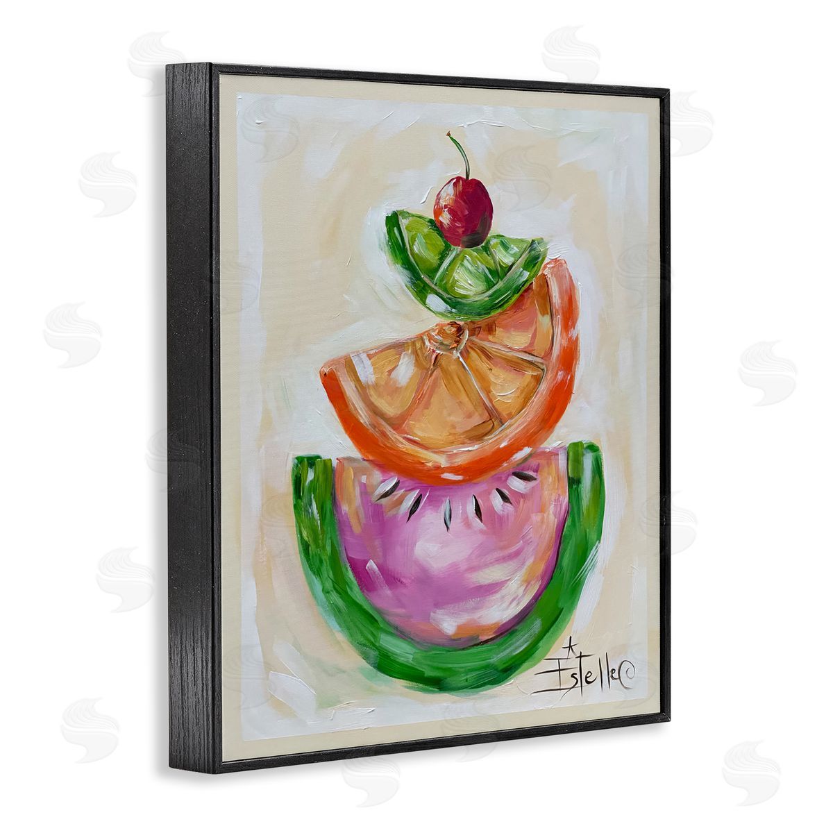 Stacked Fruit Slices Black Frame Print Wall Art, Home Decor by Estelle Grengs