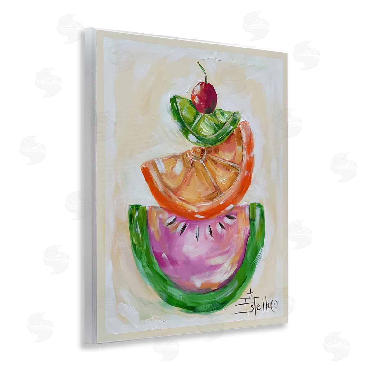 Stacked Fruit Slices Wood Plaque Wall Art, Home Decor by Estelle Grengs