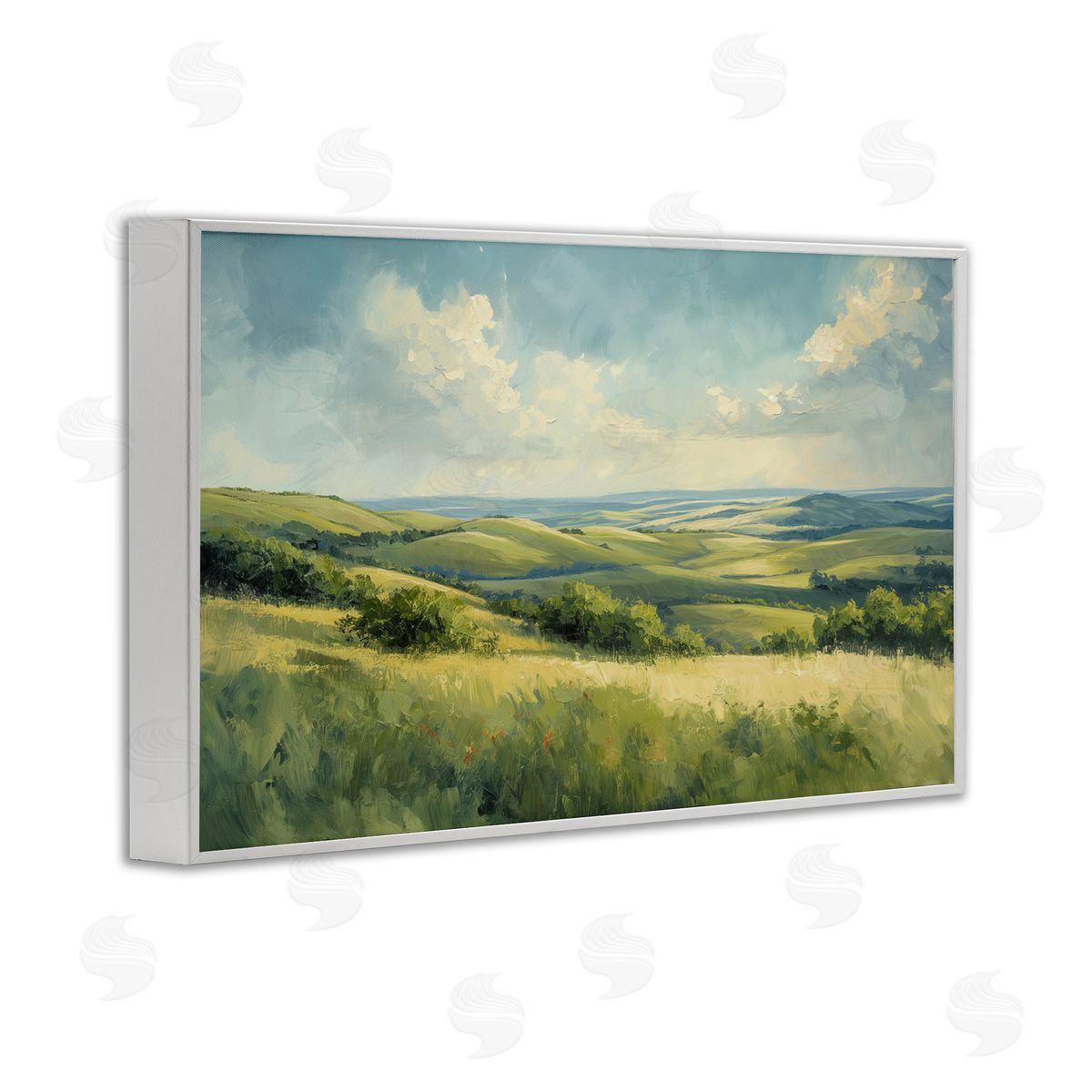 Rolling Emerald Horizon White Frame Print Wall Art, Home Decor by Gina Kelly