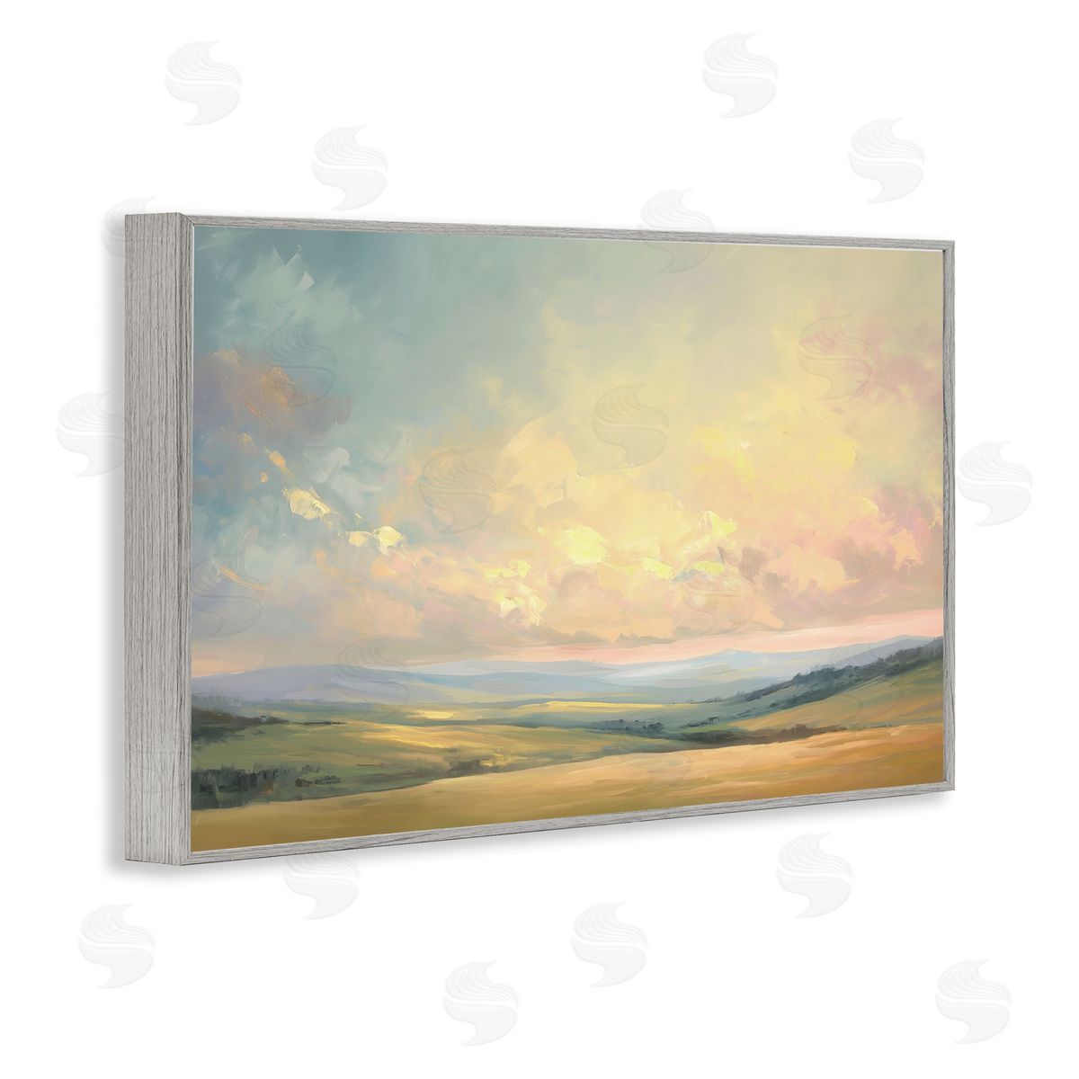 Tranquil Twilight Fields Grey Frame Print Wall Art, Home Decor by Gina Kelly
