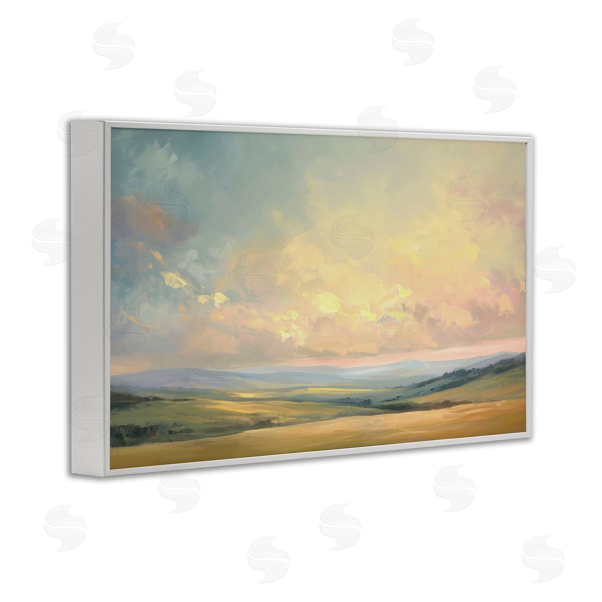 Tranquil Twilight Fields White Frame Print Wall Art, Home Decor by Gina Kelly