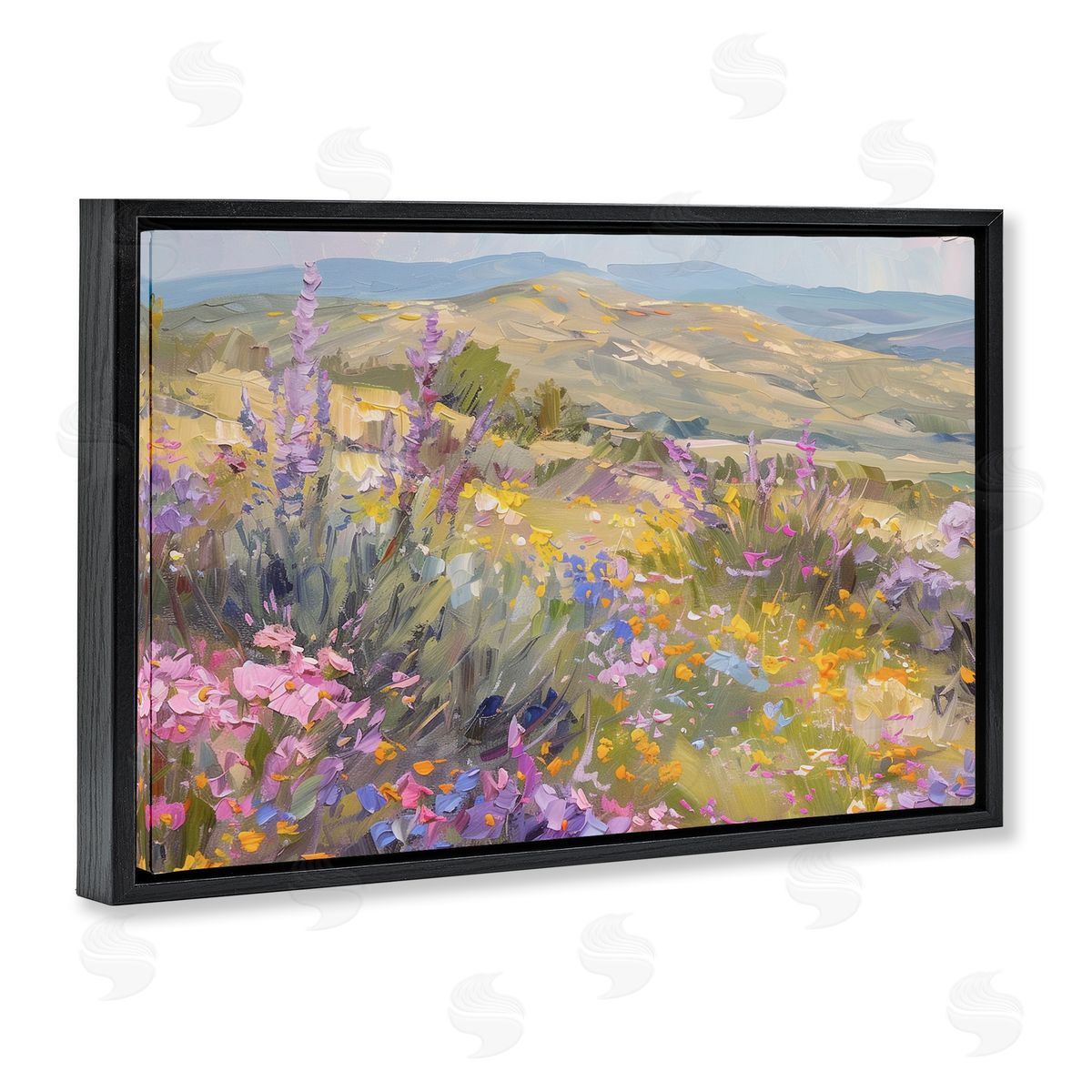 High Desert Flowers Black Floating Frame Canvas Wall Art, Home Decor by Gina Kelly