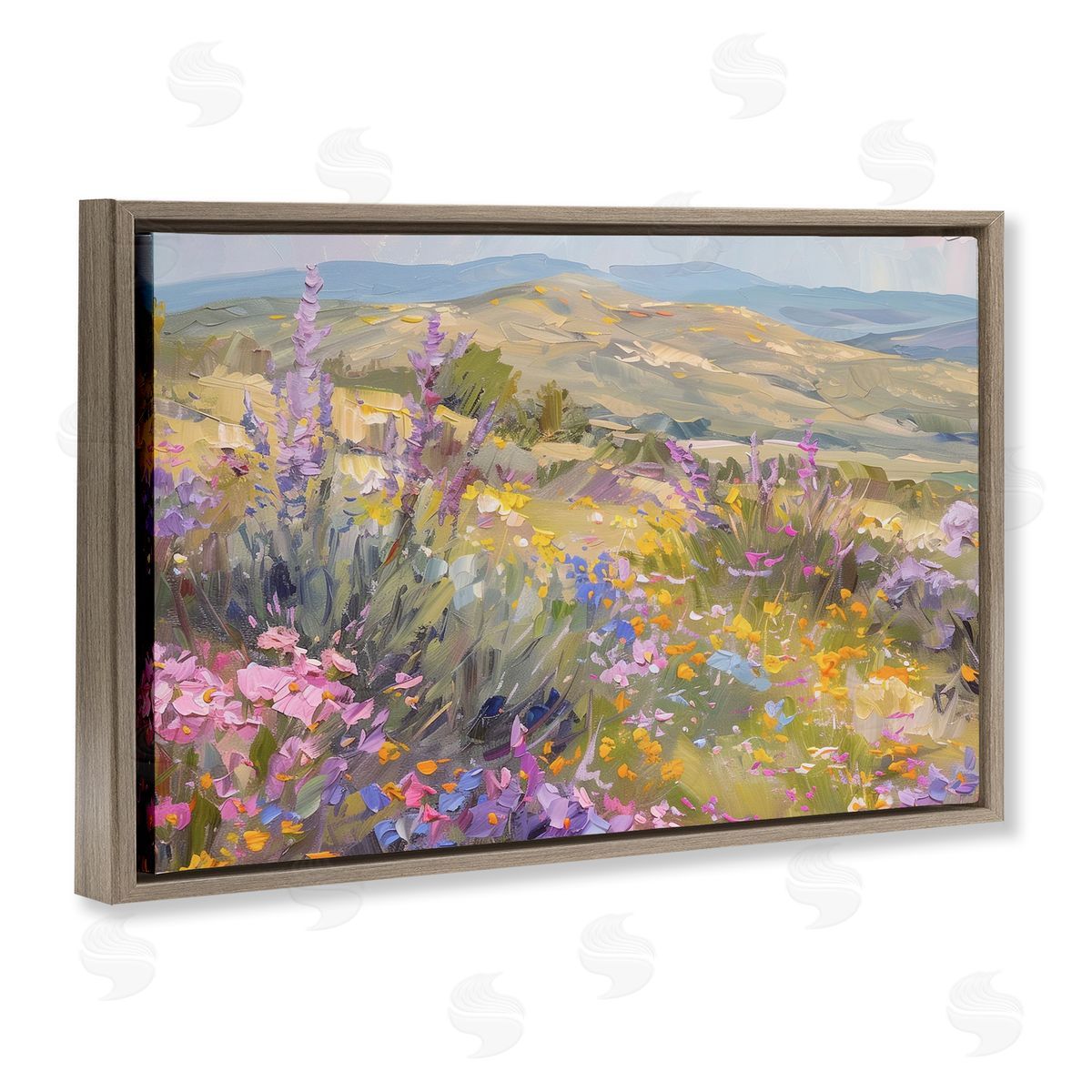 High Desert Flowers Brown Floating Frame Canvas Wall Art, Home Decor by Gina Kelly
