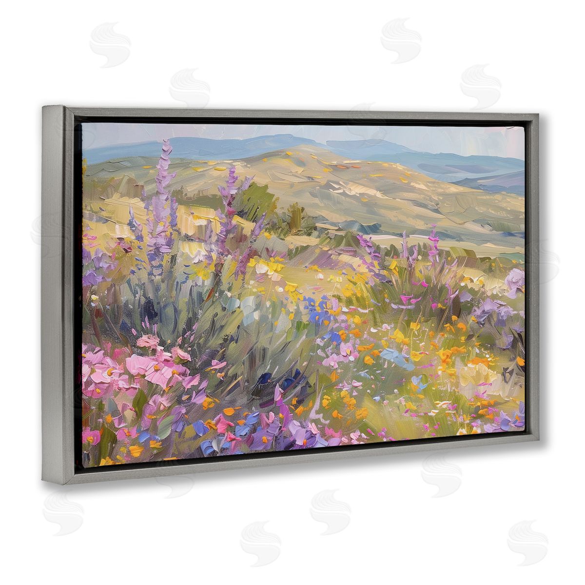 High Desert Flowers Grey Floating Frame Canvas Wall Art, Home Decor by Gina Kelly