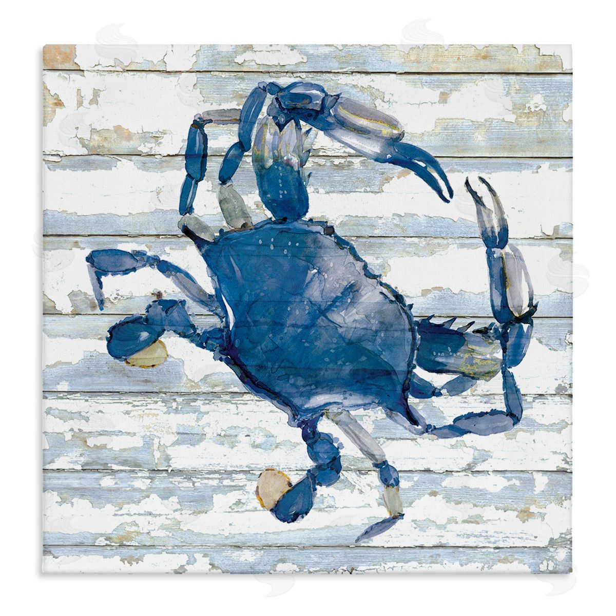 Blue Crab on Distressed Canvas Wall Art, Home Decor by Jessie Perry