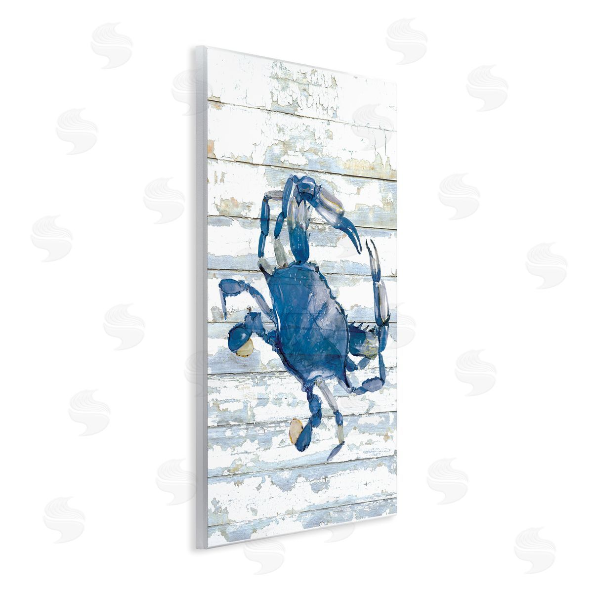 Distressed Blue Ocean Crab Wood Plaque Wall Art, Home Decor by Jessie Perry