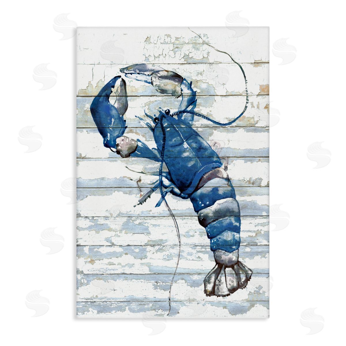 Blue Lobster on Distressed Canvas Wall Art, Home Decor by Jessie Perry